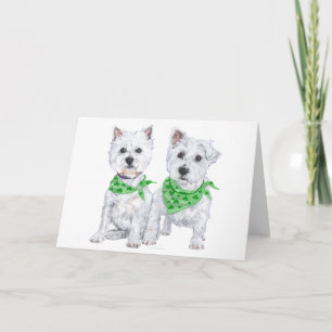 Zwei Westies am St. Patricks Tag Karte