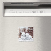 Zwei Westies in Wintertime Magnet (In Situ (Geschirrspüler))