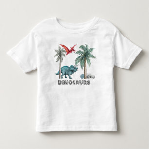 Zwei Whimsikale Dinosaurier im Dschungel Kleinkind T-shirt