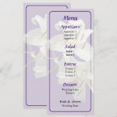 Zwei "White Lilies Wedding Menu" Menükarte (Vorne/Hinten)