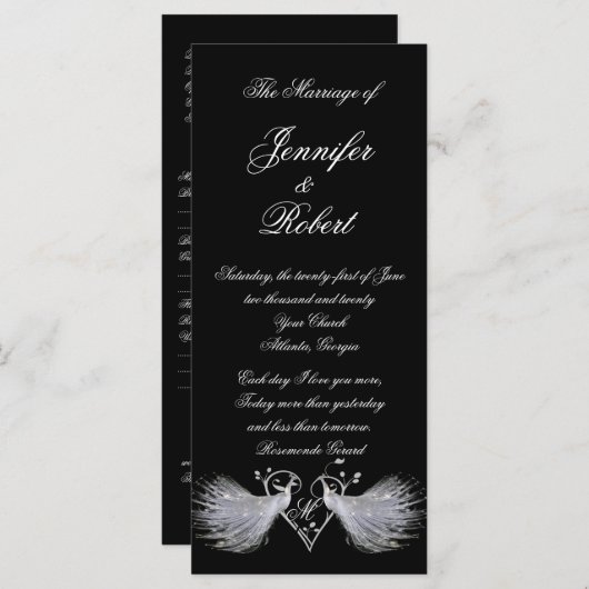 Zwei White Peacocks und das Herz Monogram Programm (Vorne/Hinten)