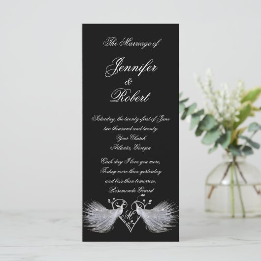 Zwei White Peacocks und das Herz Monogram Programm (Stehend Vorderseite)