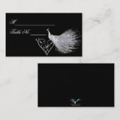 Zwei White Peacocks und die Herz Monogram Platzkar Platzkarte (Vorne/Hinten)