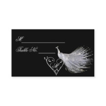 Zwei White Peacocks und die Herz Monogram Platzkar