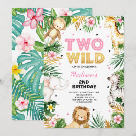 Zwei Wild 2. Geburtstag Party Safari Animals Party Einladung