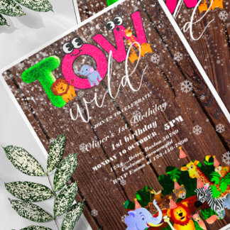 Zwei Wild 2. Geburtstag Party Safari Animals Party Einladung