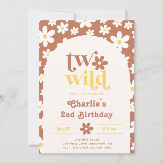 Zwei Wild-Birthday-Einladung | Daisies | 2. Einladung (Vorderseite)