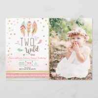 Zwei Wild Birthday Girl Pink Gold 2nd Boho Feather