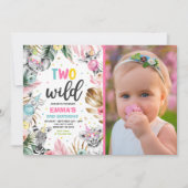 Zwei Wild Birthday Gold Safari Dschungeltiere Part Einladung (Vorderseite)