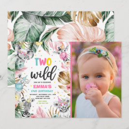Zwei Wild Birthday Gold Safari Dschungeltiere Part Einladung