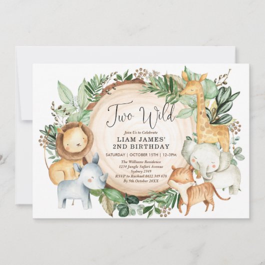 ZWEI WILD / Botanischer Grüner Dschungel 2. Geburt Einladung (Vorderseite)