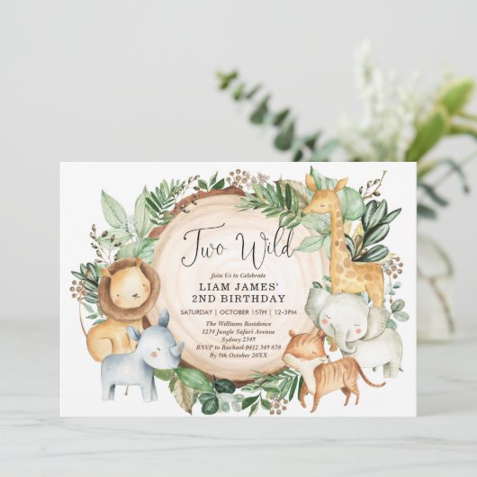 ZWEI WILD / Botanischer Grüner Dschungel 2. Geburt Einladung (Stehend Vorderseite)