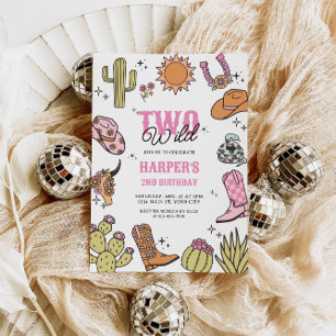 Zwei Wild Girls Second Rodeo Geburtstag Einladung