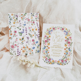 ZWEI WILD Helle Wildblume Garden 2. Geburtstag Einladung