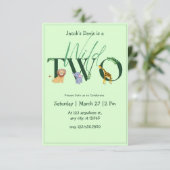 Zwei Wild Jungle Greenery 2. Birthda Einladung (Stehend Vorderseite)