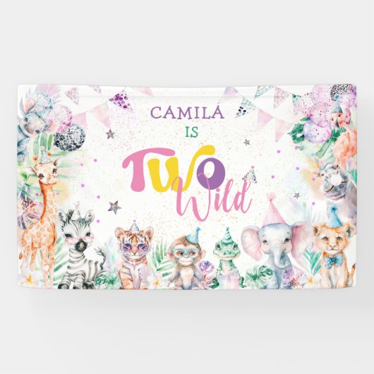 Zwei wild lebende Party Tiere Safari Girl Banner (Horizontal)