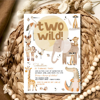 Zwei wild lebende Safari-Tiere Kindergeburtstag Pa Einladung