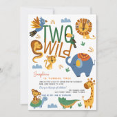 Zwei wild lebende Safari-Tiere Kindergeburtstag Pa Einladung (Vorderseite)