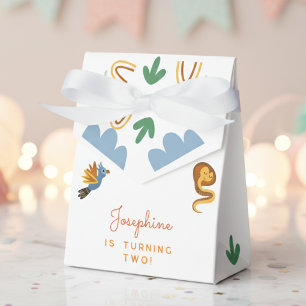 Zwei wild lebende Safari-Tiere Kindergeburtstag Pa Geschenkschachtel