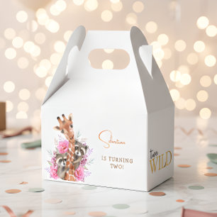 Zwei wild lebende Safari-Tiere Kindergeburtstag Pa Geschenkschachtel