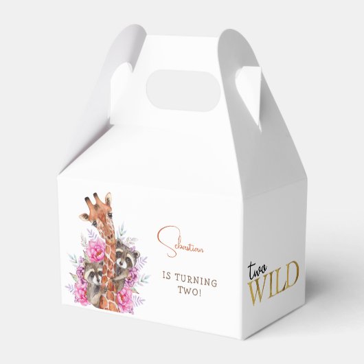 Zwei wild lebende Safari-Tiere Kindergeburtstag Pa Geschenkschachtel (Vorderseite)