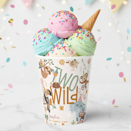 Zwei wild lebende Safari-Tiere Kindergeburtstag Pa Pappbecher