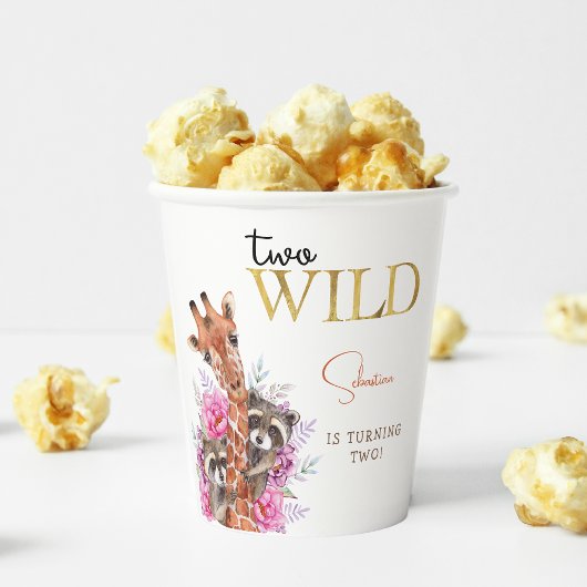Zwei wild lebende Safari-Tiere Kindergeburtstag Pa Pappbecher