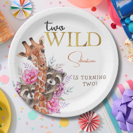 Zwei wild lebende Safari-Tiere Kindergeburtstag Pa Pappteller