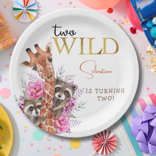 Zwei wild lebende Safari-Tiere Kindergeburtstag Pa Pappteller