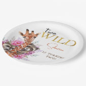 Zwei wild lebende Safari-Tiere Kindergeburtstag Pa Pappteller (Schrägansicht)