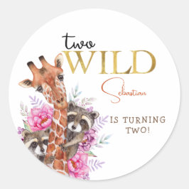 Zwei wild lebende Safari-Tiere Kindergeburtstag Pa Runder Aufkleber