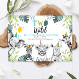 Zwei wild lebende Safari-Tiere zum zweiten Geburts Einladung