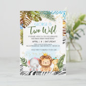 Zwei wild lebende Themen Geburtstag Einladung (Stehend Vorderseite)