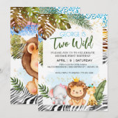Zwei wild lebende Themen Geburtstag Einladung (Vorne/Hinten)