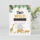 Zwei Wild Safari 2. Geburtstag Einladung (Stehend Vorderseite)