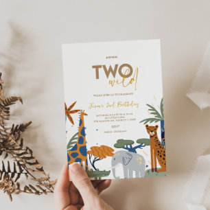 ZWEI Wild Safari 2. Geburtstag Einladung