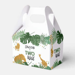 Zwei Wild Safari Animals Gold Boy Jungle Favor Box Geschenkschachtel