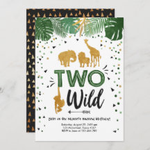 Zwei Wild Safari Gold Boy Animals Geburtstagsparty