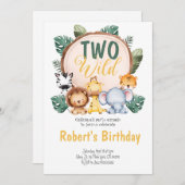 Zwei Wild Safari Party Geburtstag Einladung (Vorne/Hinten)