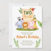 Zwei Wild Safari Party Geburtstag Einladung (Vorderseite)