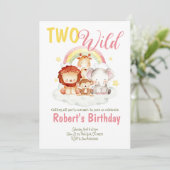 Zwei Wild Safari Rainbow zum Geburtstag Einladung (Stehend Vorderseite)