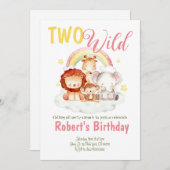 Zwei Wild Safari Rainbow zum Geburtstag Einladung (Vorne/Hinten)