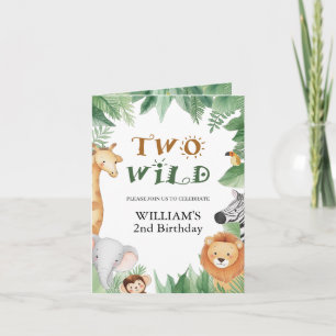 ZWEI WILD Safari Tier 2. Geburtstag Einladung