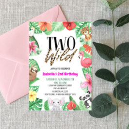 Zwei Wild Tropical Animal 2. Geburtstag Party Einladung