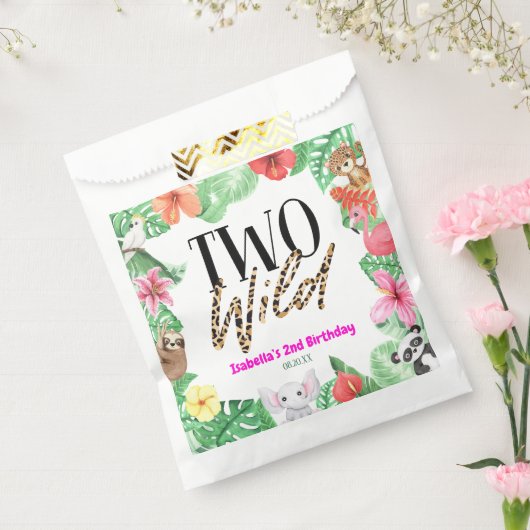 Zwei Wild Tropical Animal 2. Geburtstag Party Geschenktütchen (Versiegelt)