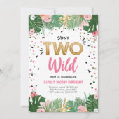 Zwei Wild Tropical Safari Gold Girl Einladung (Vorderseite)
