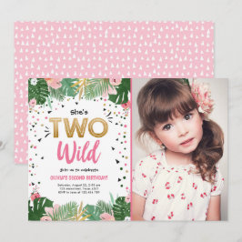Zwei Wild Tropical Safari Gold Girl Einladung