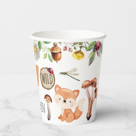 Zwei Wild Woodland 2. Geburtstag Pappbecher (Rückseite)