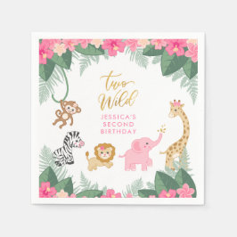 ZWEI WILD - ZWEITE Geburtstagsfeier des Pink Safar Serviette