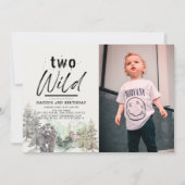 Zwei Wildbärenwälder 2. Geburtstag Foto Einladung (Vorderseite)